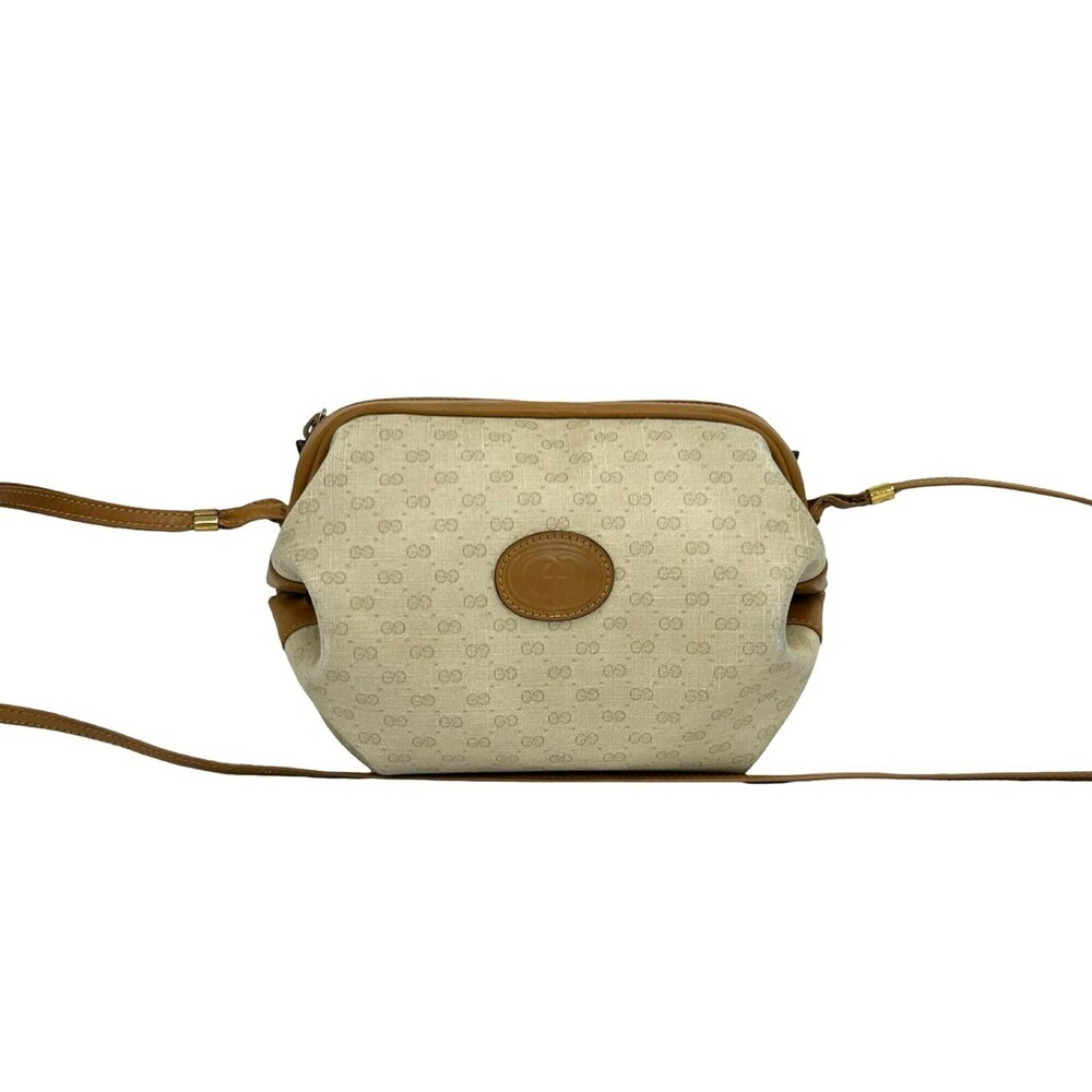 GUCCI Old Gucci Micro GG Leather Shoulder Bag/Sacoche/Pochette, Beige, 34850